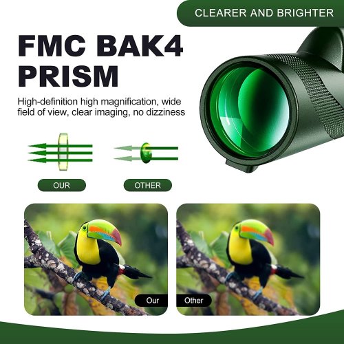 SUGIFT Outdoor 40x Magnification Monocular Waterproof Telescope Green