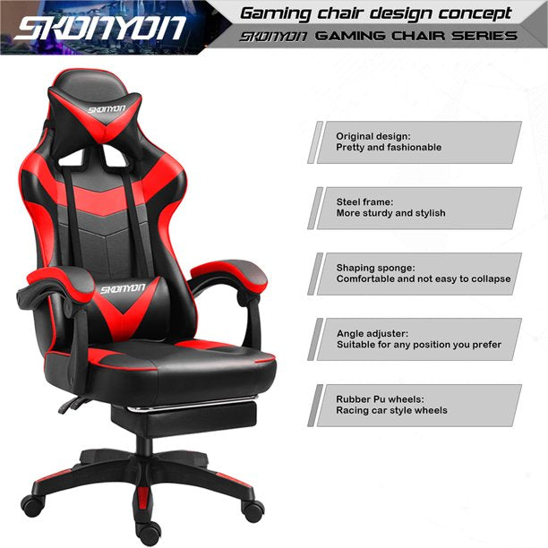 Gaming Chair High Back Computer Chair Racing Executive Ergonomic Adjustable Swivel Task Chair with Headrest and Lumbar Support