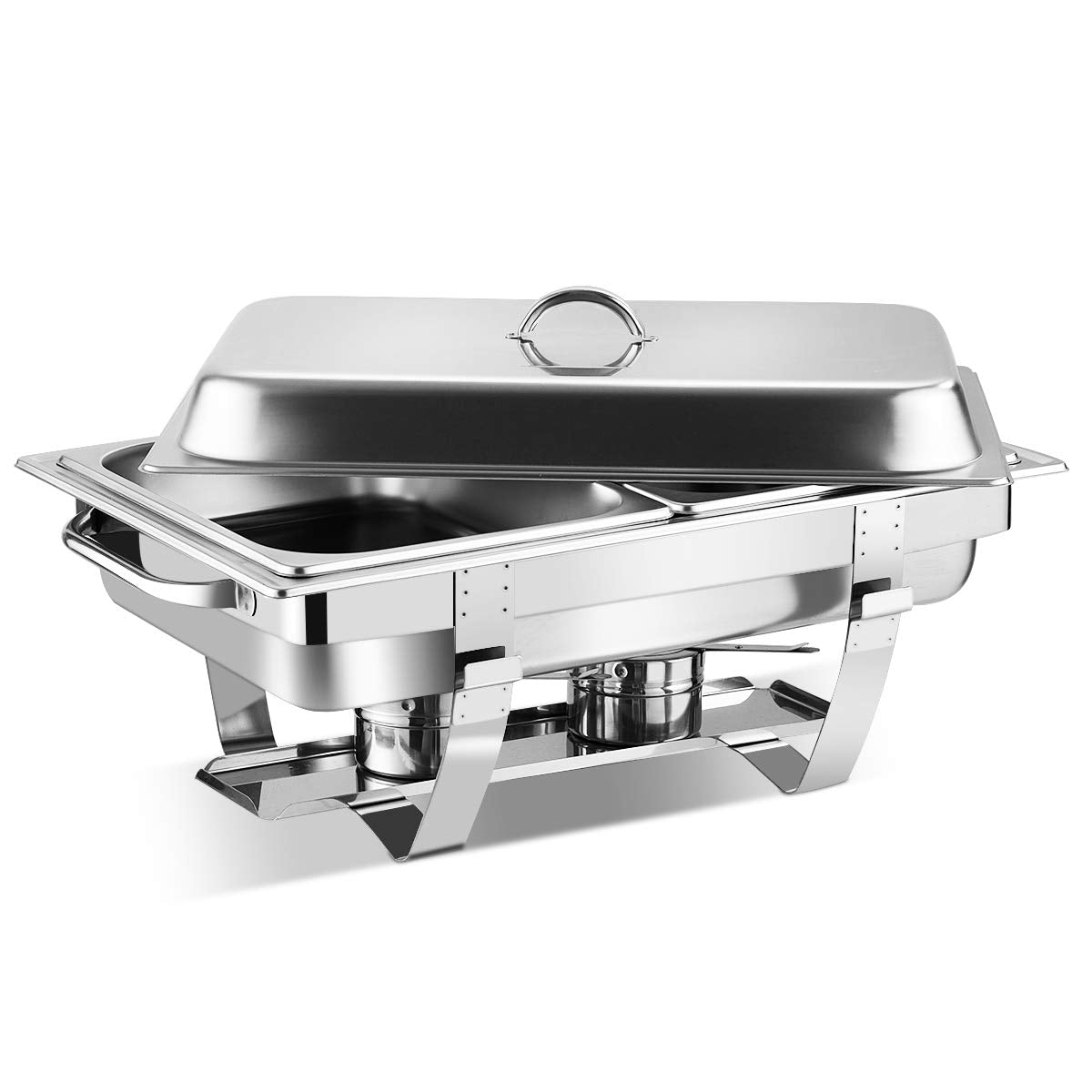 9 qt. Silver Stainless Steel Chafing Dish Chafer Buffet for Party and Wedding (2-Piece)