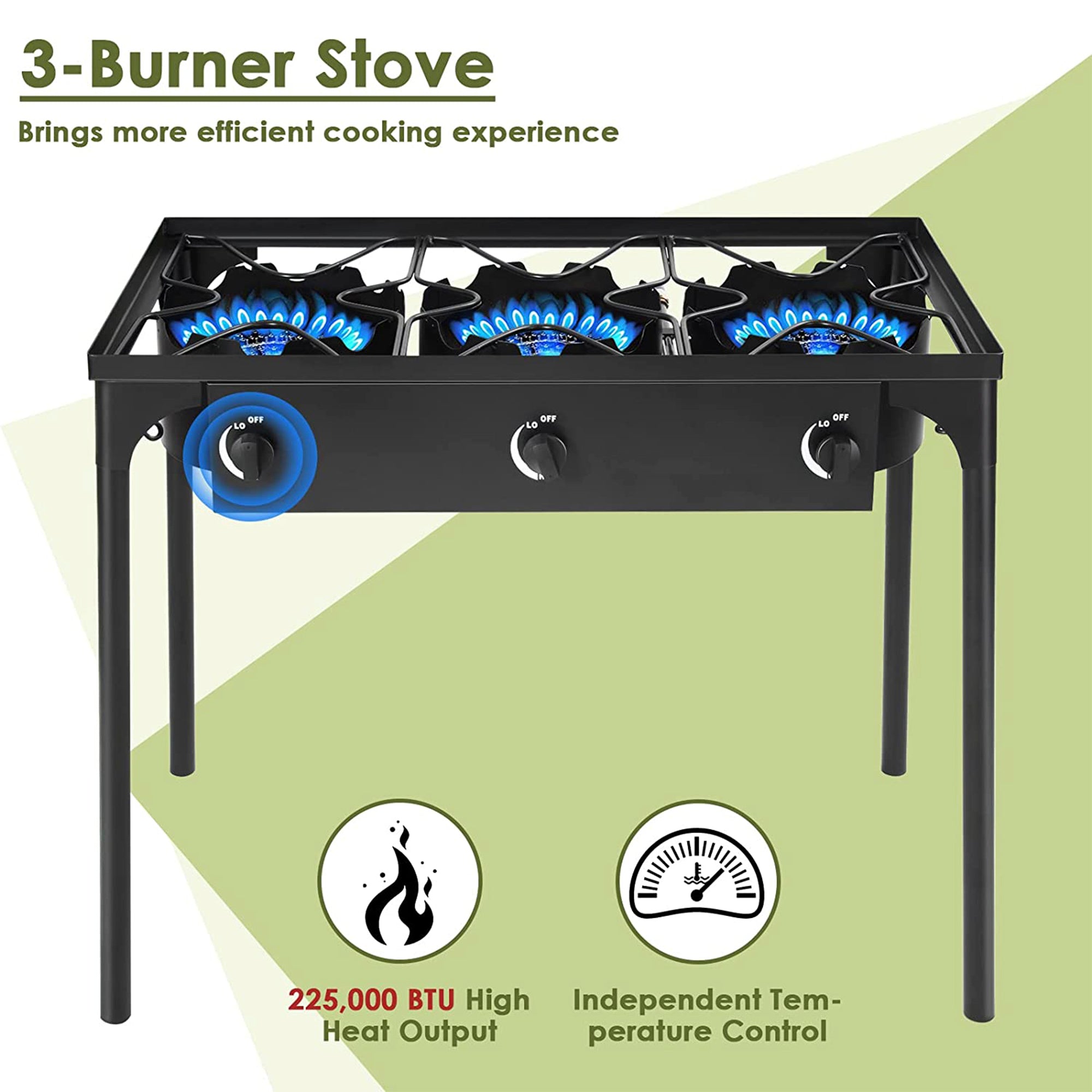 250000 BTU 3-Burner Gas Propane Cooker Outdoor Stove BBQ Grill