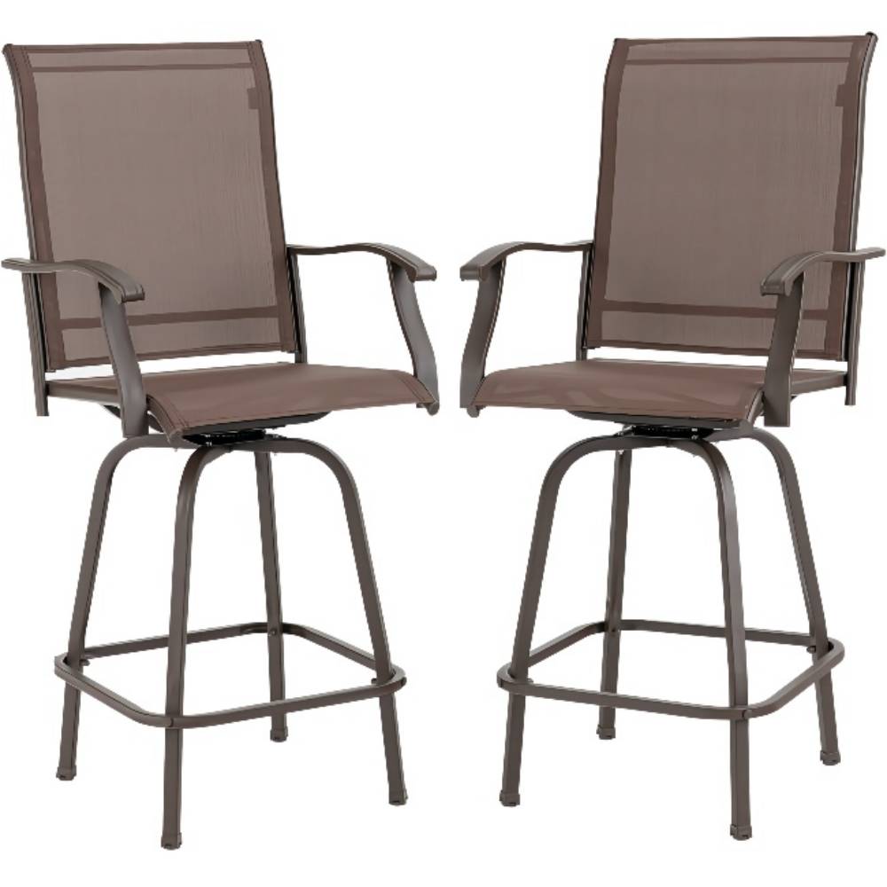 2-Piece Metal  Swivel Outdoor Bar Stools