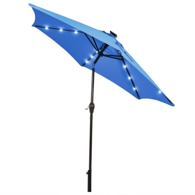 SUGIFT 9 Feet Solar LED Lighted Patio Market Umbrella Tilt Adjustment Crank,Blue