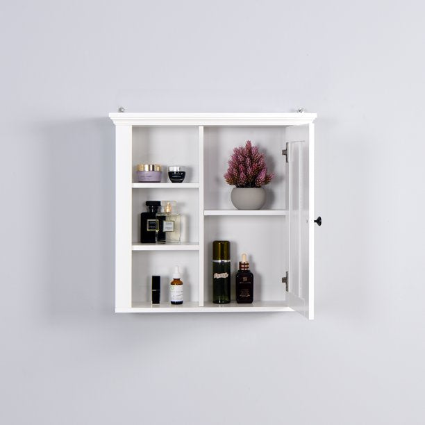 SUGIFT Wooden Wall Cabinet with a Door For Living Room Bedroom Kitchen White 20.86x5.71x20 inch