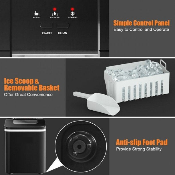 SUGIFT Mini Ice Maker 26lbs/24h Portable Countertop Ice Maker Machine with Scoop