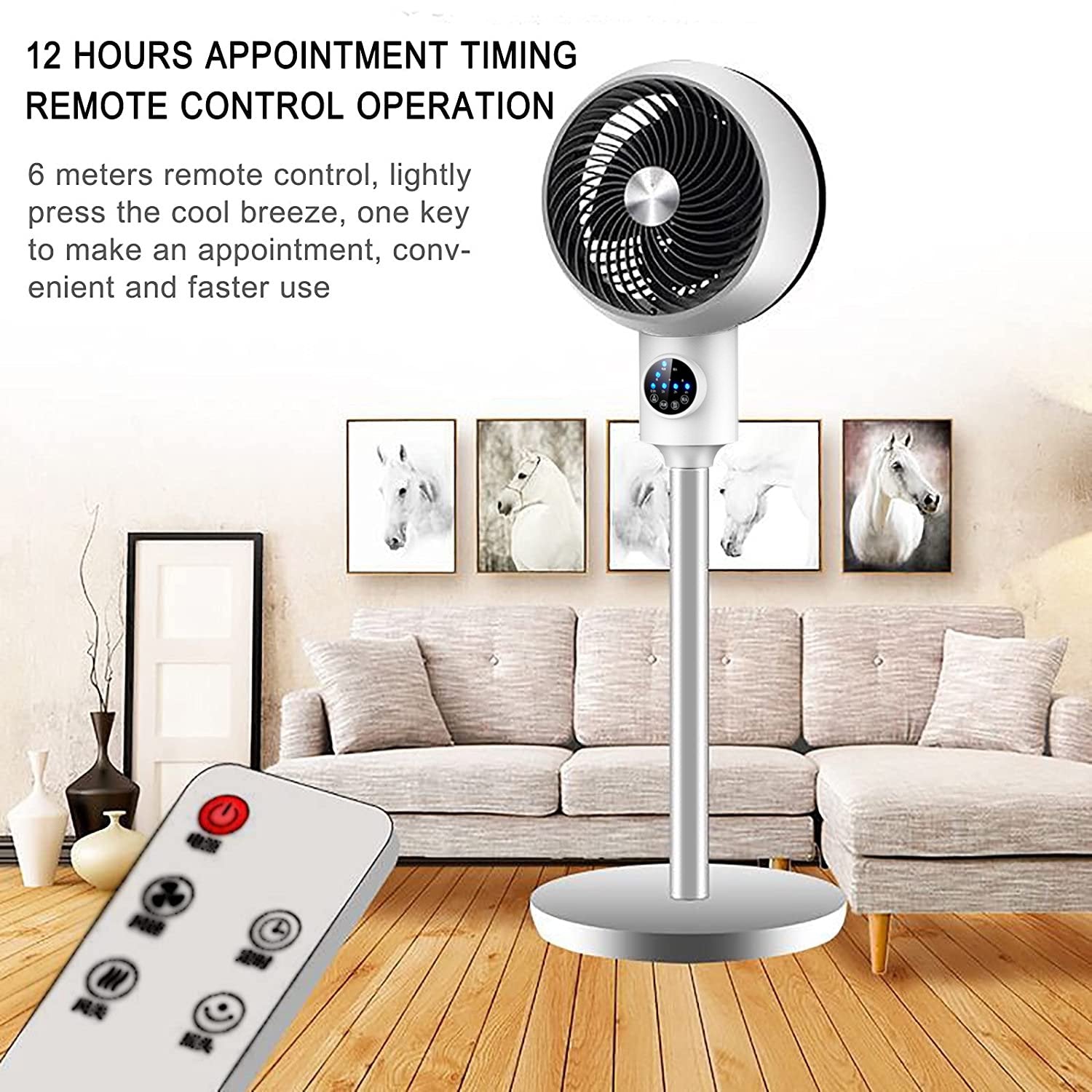 Air Circulation Fan Household Electric Fan Student Bedroom Desk Fan Floor Fan 3-Speed Adjustment with Touch Panel