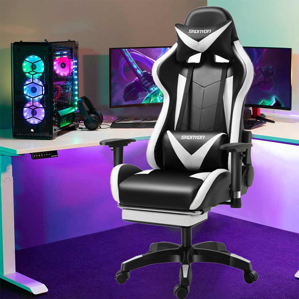 Gaming Chair Computer Racing Swivel Seat Office Chair w/ Lumbar