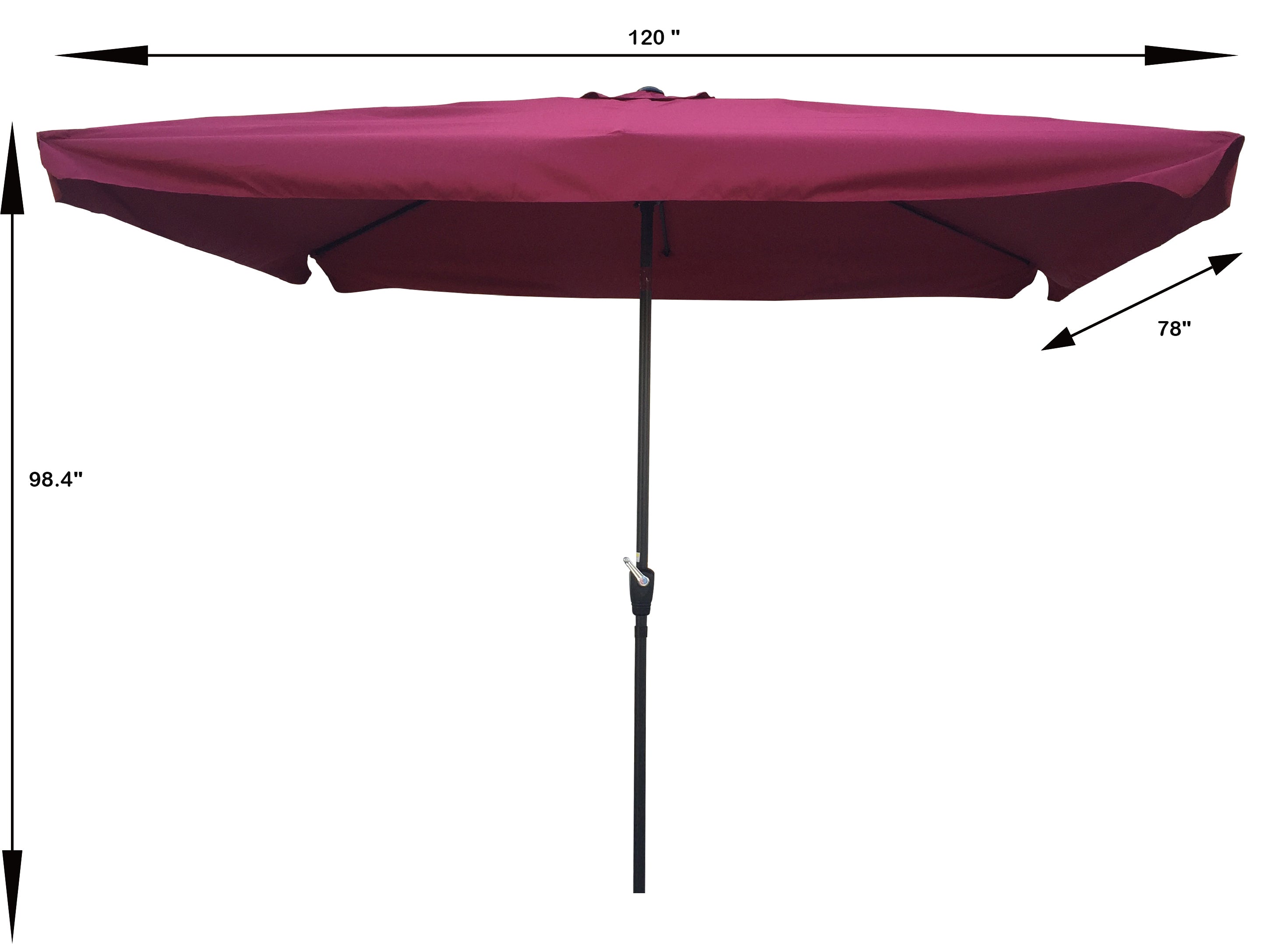 10' x 6.5' Rectangular Outdoor Patio Market Umbrella with Tilt Adjustment and Crank Lift