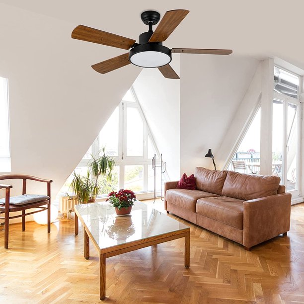 SUGIFT 44 inch Ceiling Fan with LED Light and Remote Control, 6-Speed Modes, 2 Rotating Modes , Timer