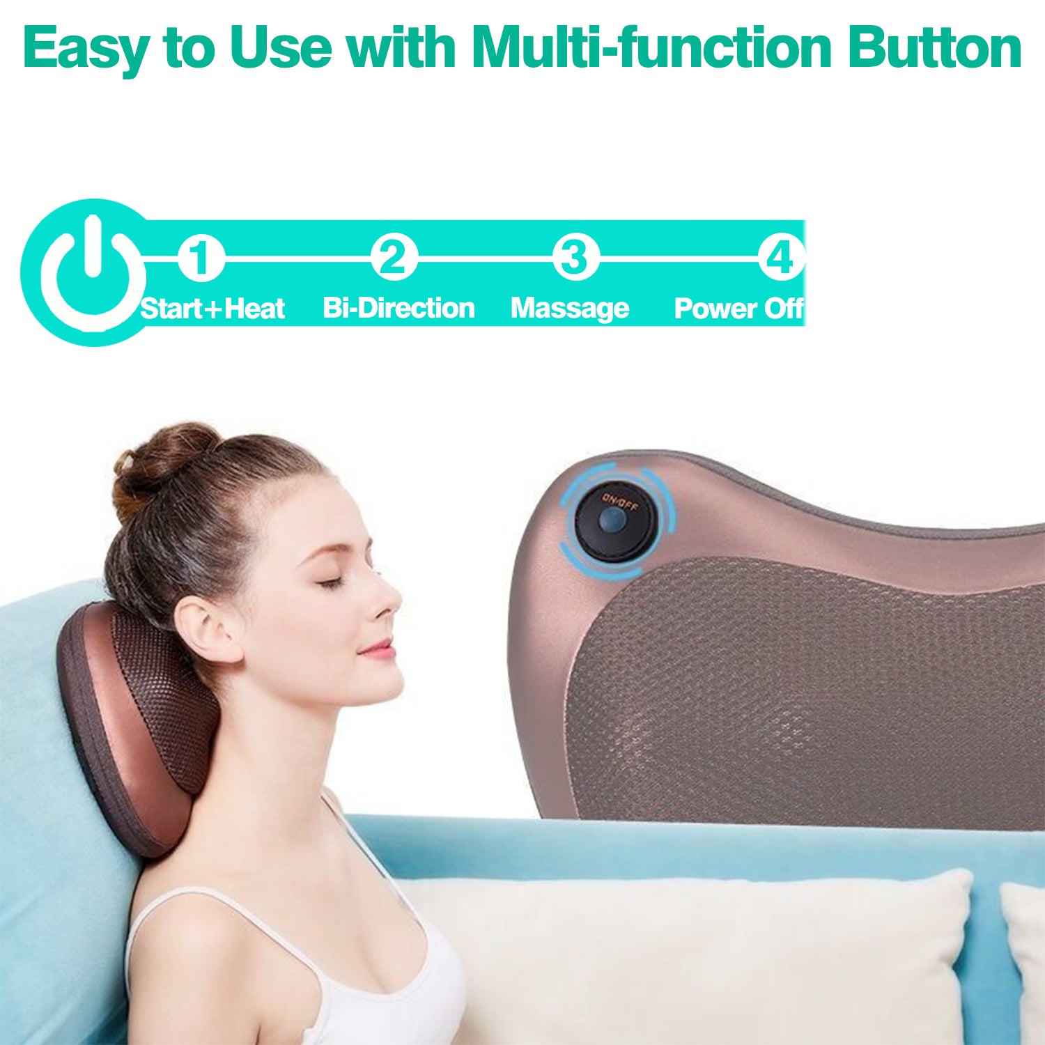 SUGIFT Back Massager with Heat,Shiatsu Kneading Electric Massage Pillow for Back,Neck,Shoulders,Legs, Foot