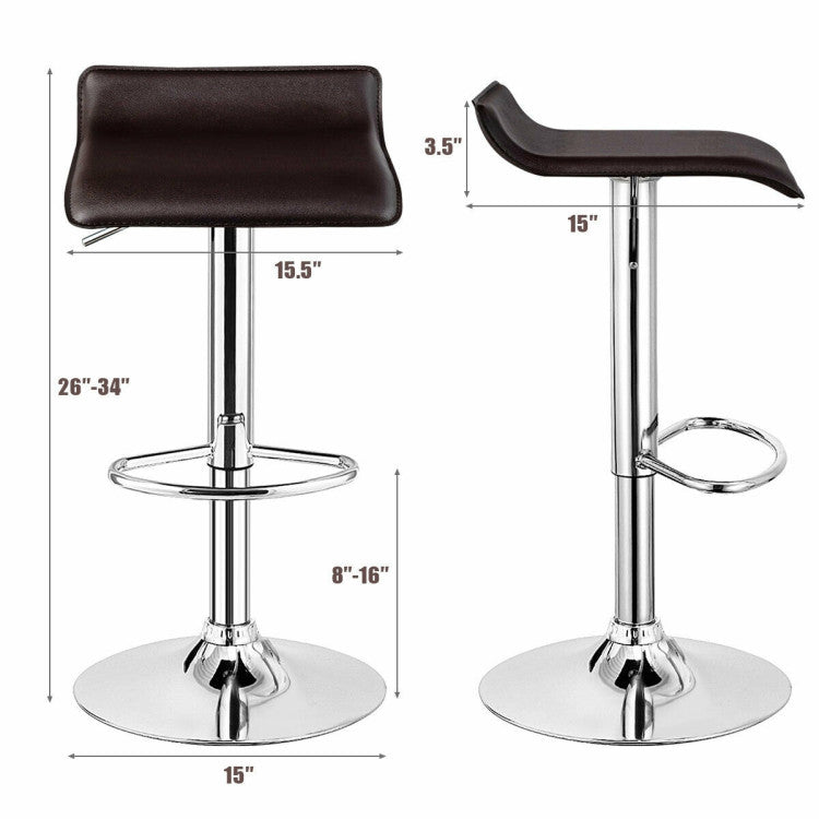 SUGIFT Set of 2 Modern Design Adjustable Backless Bar Stools,PU Leather,Black