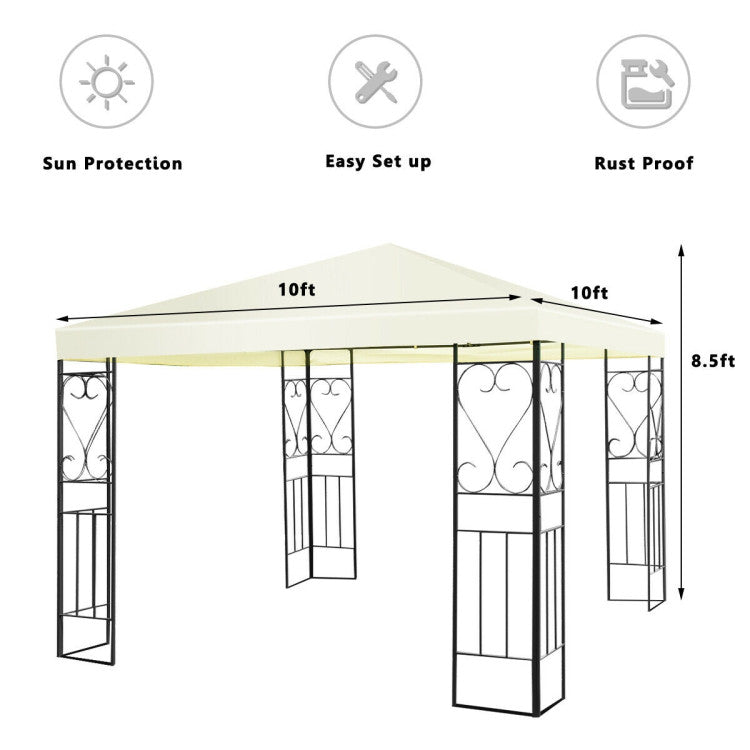 10 ft. x 10 ft. Beige Outdoor Patio Gazebo Canopy