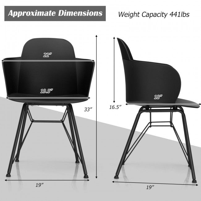 SUGIFT Set of 2 Metal Frame Modern Petal-Shape Plastic Dining Chair,Black