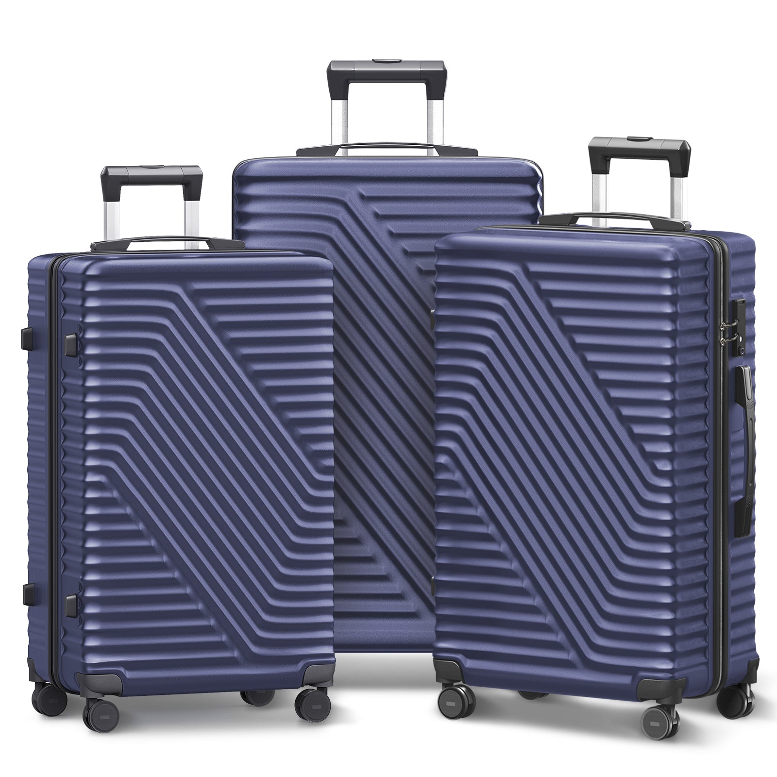 3-Piece Dark Blue Suitcase Luggage Set with TSA Lock