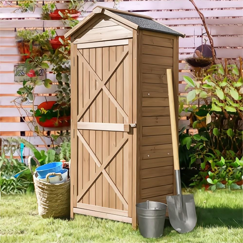 1.5 ft. W x 2.1 ft. D Outdoor Wooden Storage Sheds Fir Wood Lockers in Brown with Workstation (3.15 sq. ft.)