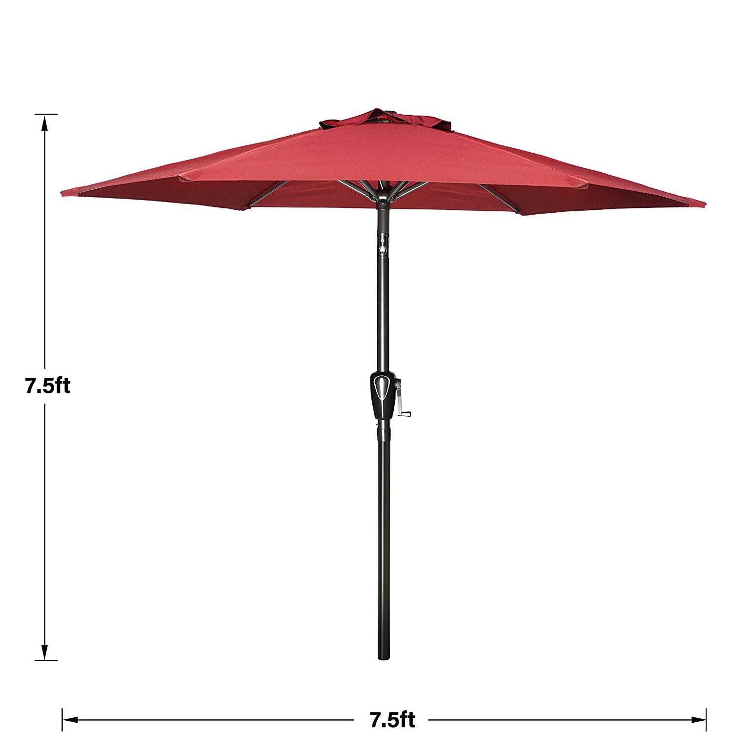 SUGIFT 7.5' Outdoor Patio Table Umbrella Market Umbrella with Push Button Tilt/Crank-Red