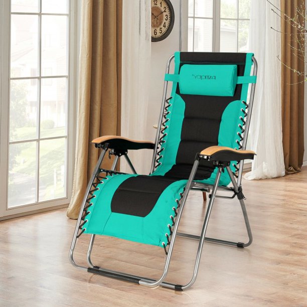Folding Zero Gravity Chair Padded Adjustable Lounge Chair With Movable Headrest