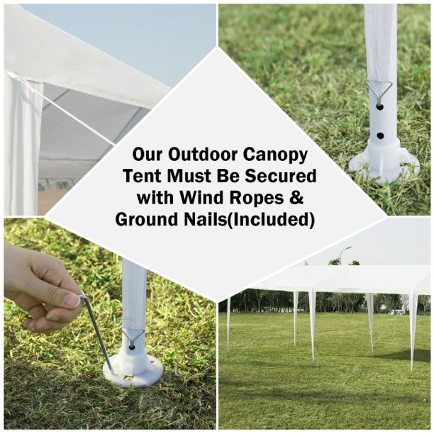 10 x 20 Feet Waterproof Canopy Tent with Tent Peg and Wind Rope Outdoor Garden Wedding Gazebo