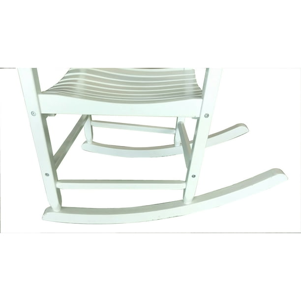 SUGIFT Outdoor Wood Porch Rocking Chair, White Color, Weather Resistant Finish