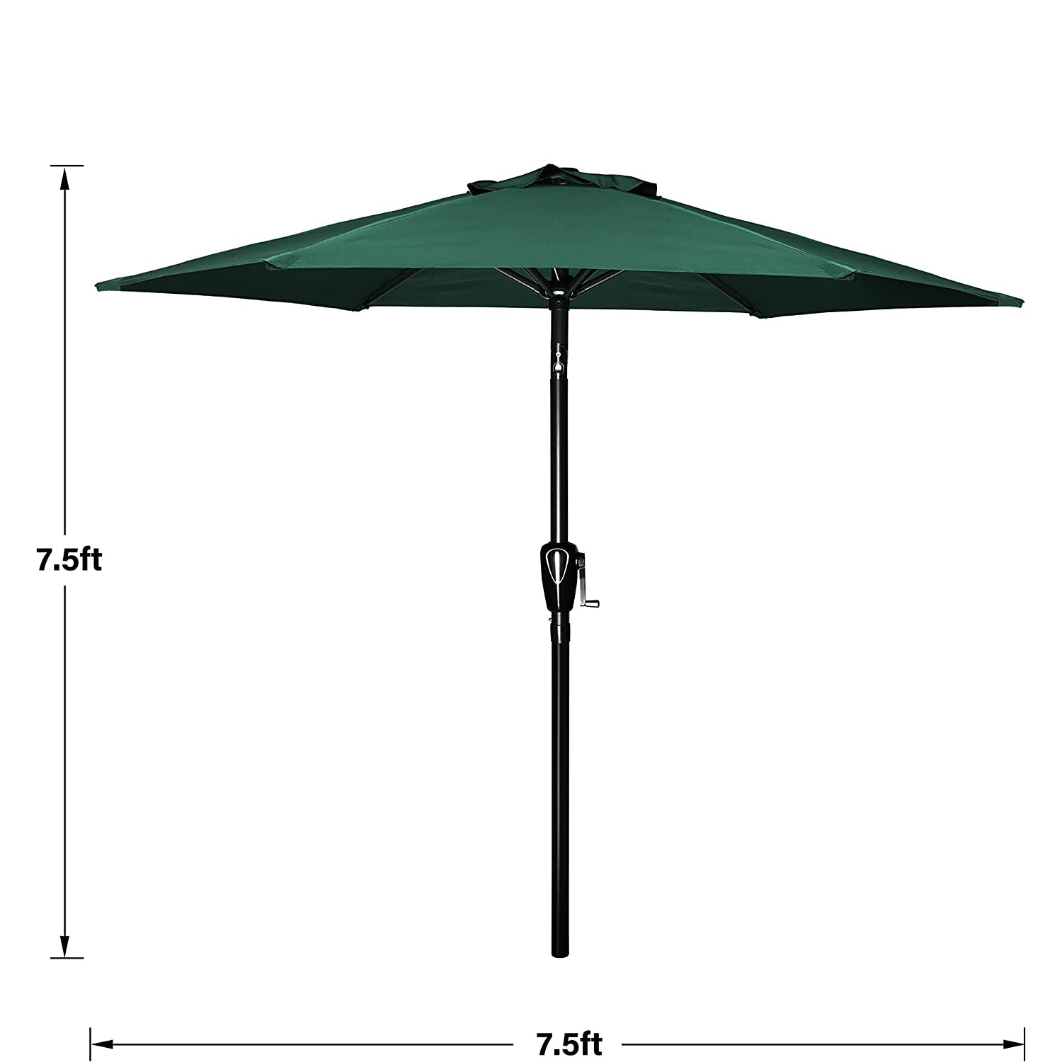 SUGIFT 7.5' Outdoor Patio Table Umbrella Market Umbrella with Push Button Tilt/Crank-Green