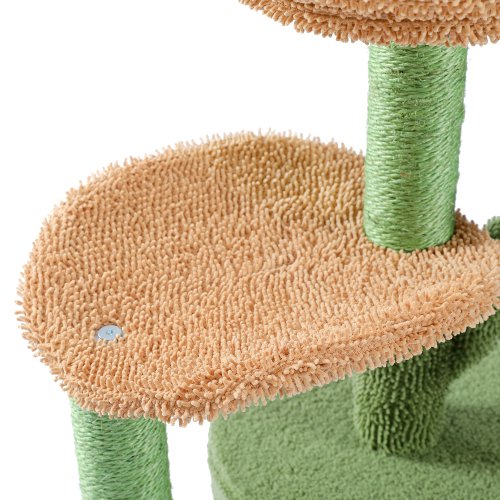 SUGIFT Indoor Cat Tree Cactus Cat Tower with Sisal Covered Scratching Post, Cozy Condo, Plush Perches and Fluffy Balls