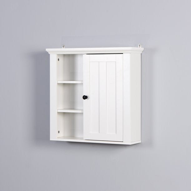 SUGIFT Wooden Wall Cabinet with a Door For Living Room Bedroom Kitchen White 20.86x5.71x20 inch