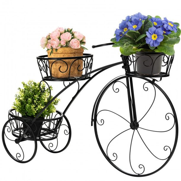 SUGIFT Plant Storage Tricycle Plant Stand Flower Pot Cart Holder in Parisian Style