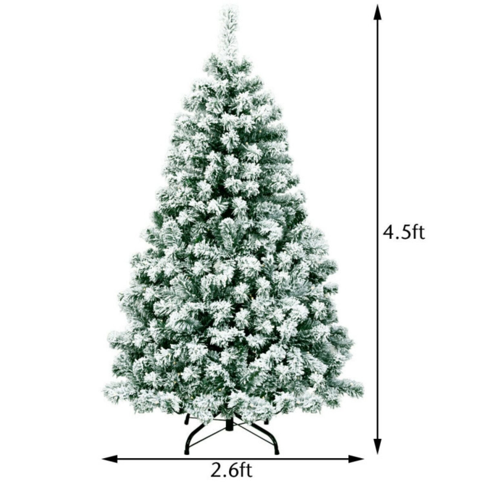 SUGIFT 4.5 Feet Pre-Lit Premium Snow Flocked Hinged Artificial Christmas Tree