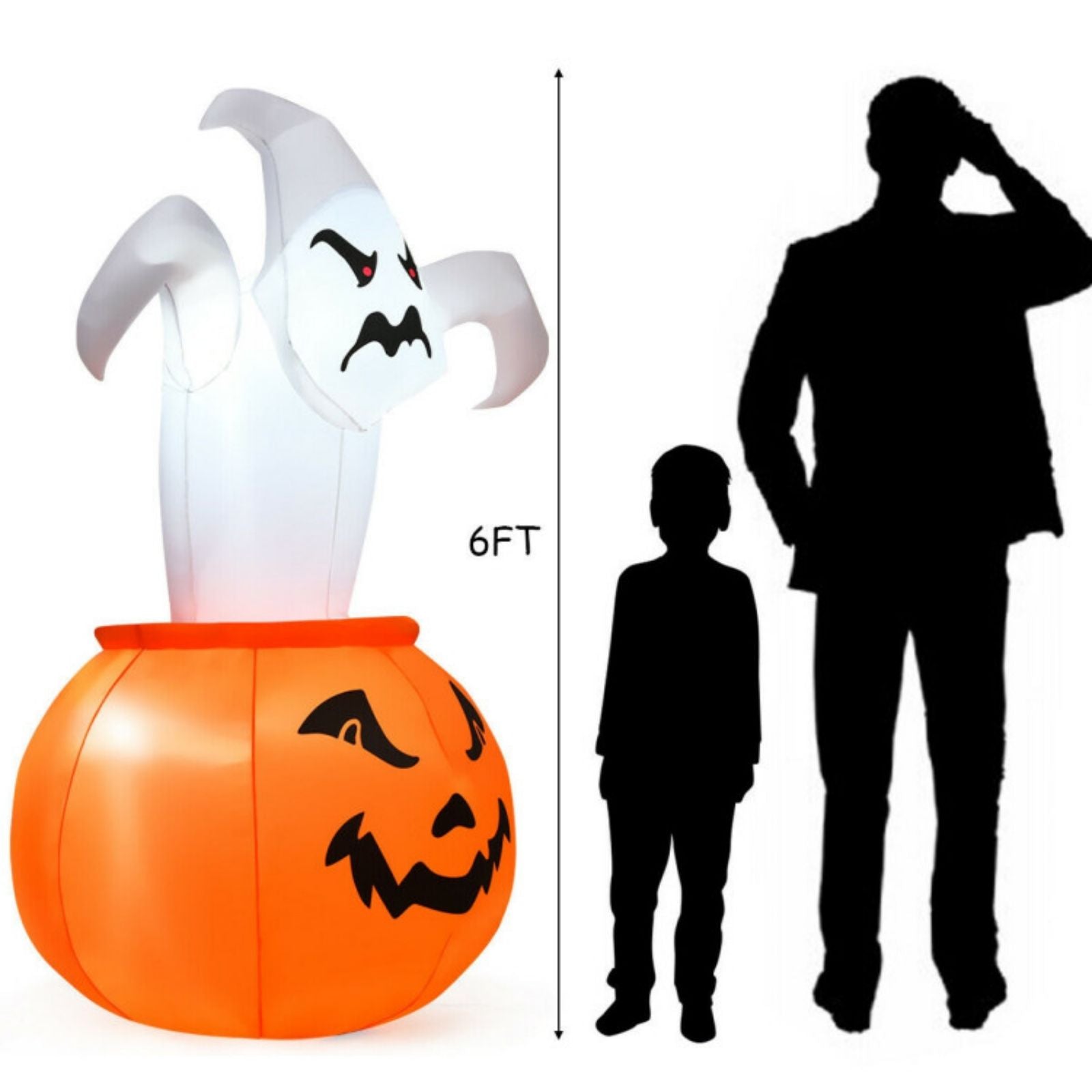 SUGIFT 6 Feet Halloween Blow-Up Inflatable Ghost in Pumpkin with LED Light