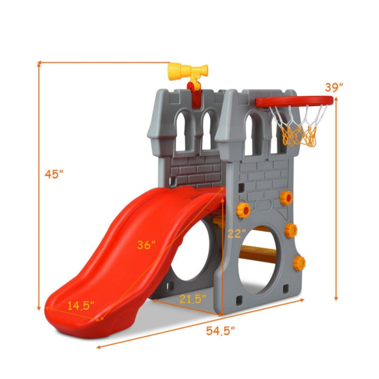 SUGIFT 5 in 1 Toddler Climber Slide Playset with Basketball Hoop and Telescope