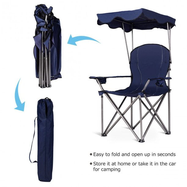 SUGIFT Portable Folding Beach Canopy Chair with Cup Holders