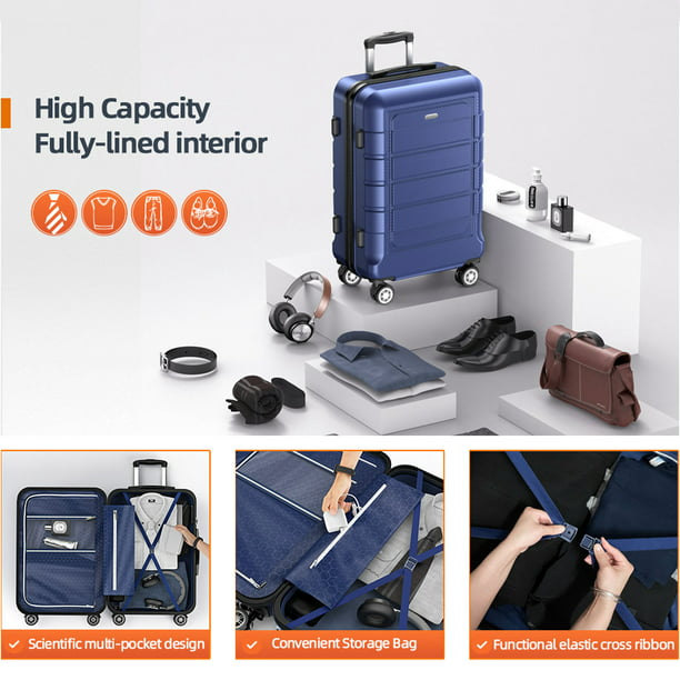 SUGIFT 3 Piece Luggage Set Expandable ABS Hard Shell luggage TSA Lock Hardside Double Spinner Wheels Suitcase BLACK