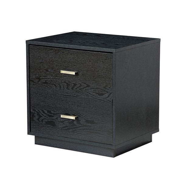 SUGIFT End table Side Desk Night Table with 2-Drawer Storage Black