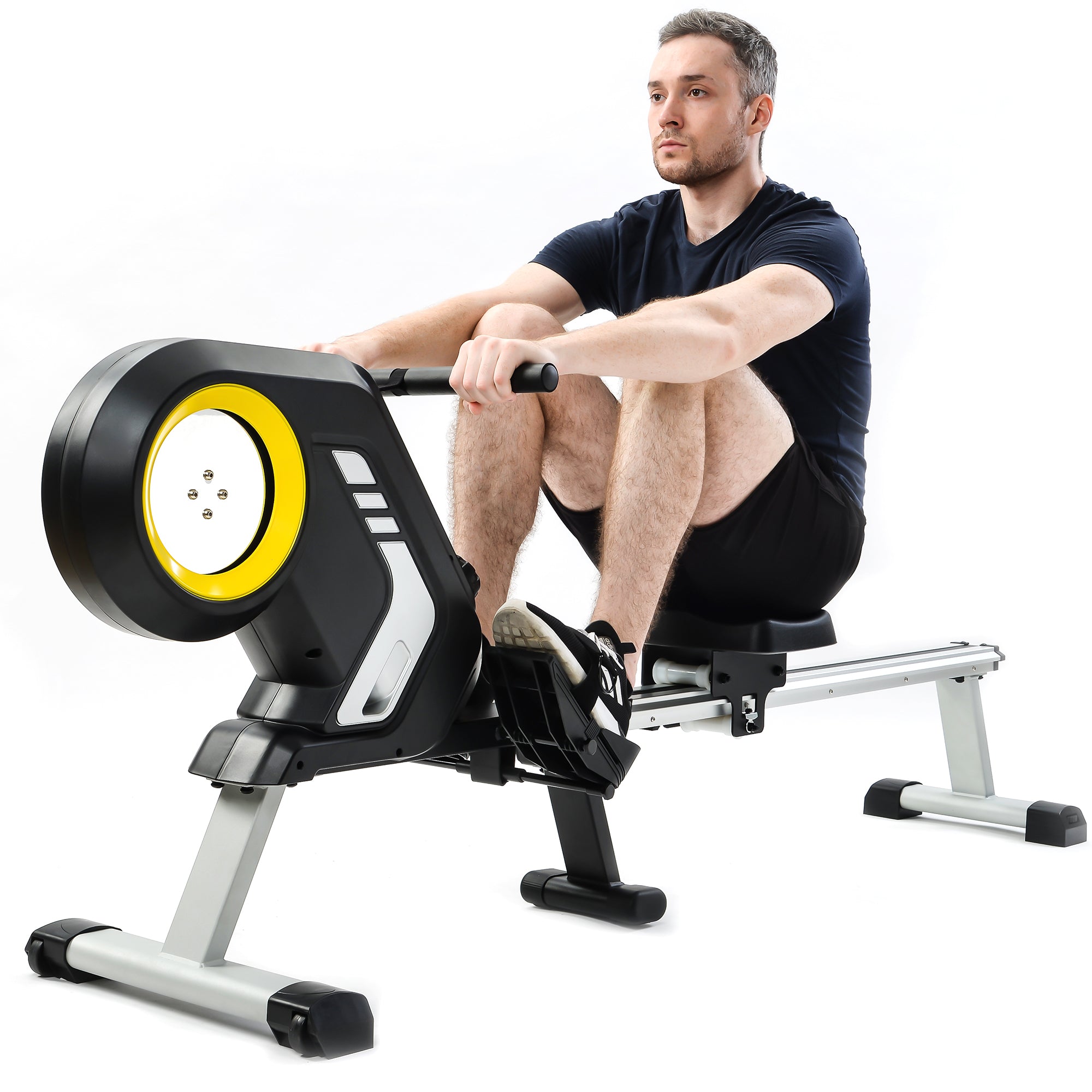 SUGIFT Folding Magnetic Rowing Machine with Resistance Settings and Transportation Wheels for Gym or Home