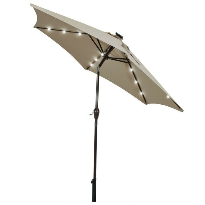 SUGIFT 9 Feet Solar LED Lighted Patio Market Umbrella Tilt Adjustment Crank,Tan