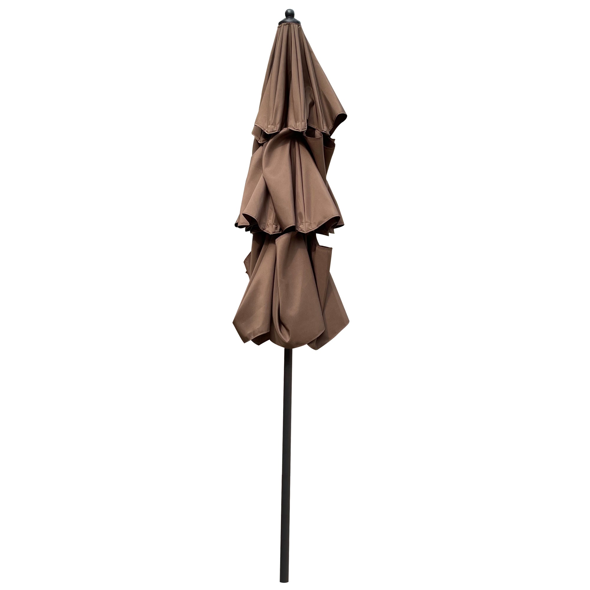 SUGIFT Double Vented 3-Tier Patio Market Table Umbrella-Brown