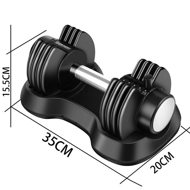 SUGIFT Adjustable Dumbbell 25 lbs with Automatic Adjustable and Weight Plate Black