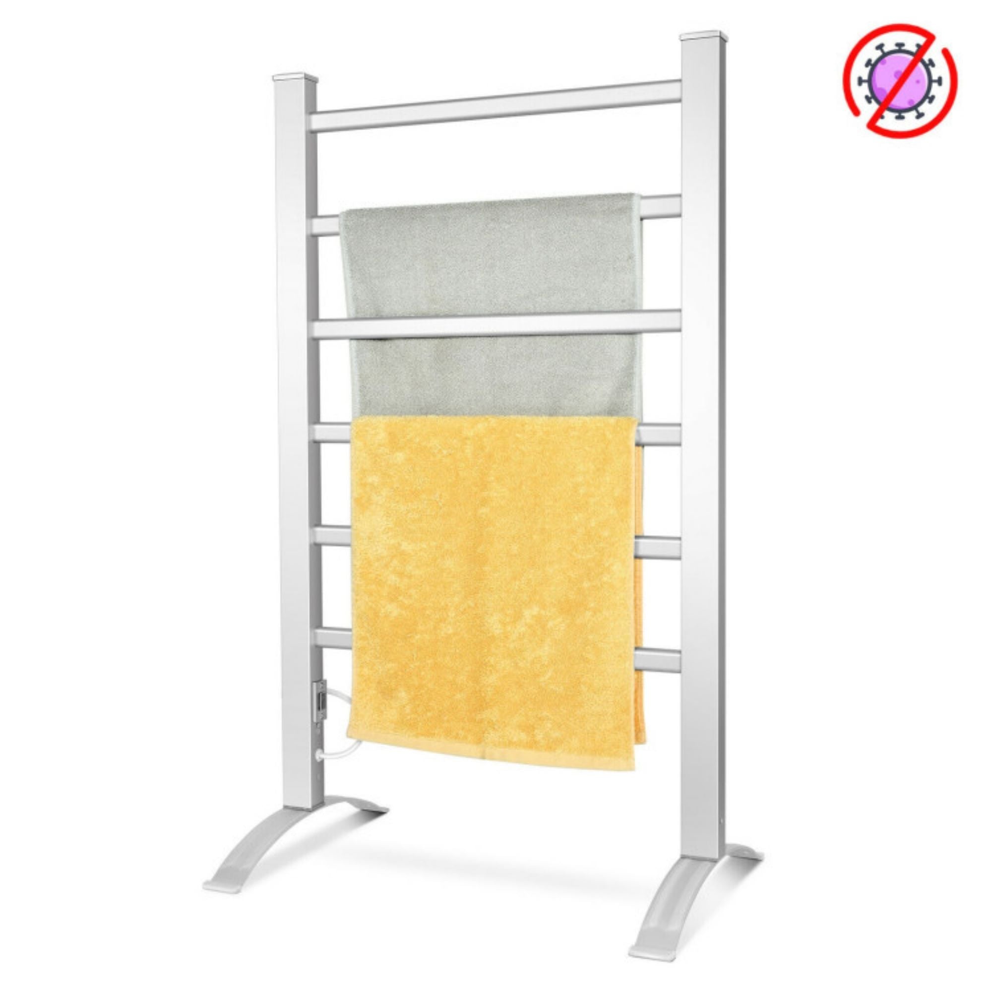 2-in-1 Freestanding and Wall-mounted Towel Warmer Drying Rack in Silver