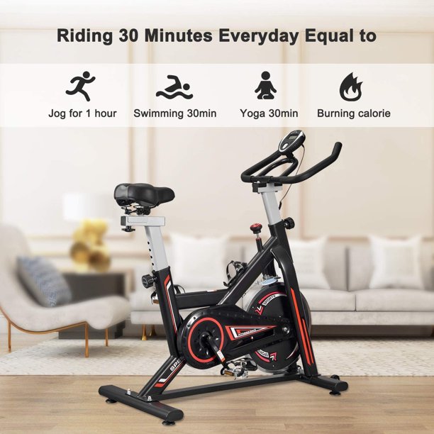 Exercise Bike Stationary Indoor Cycling Bike Heavy Duty Flywheel Bicycle for Home Cardio Workout