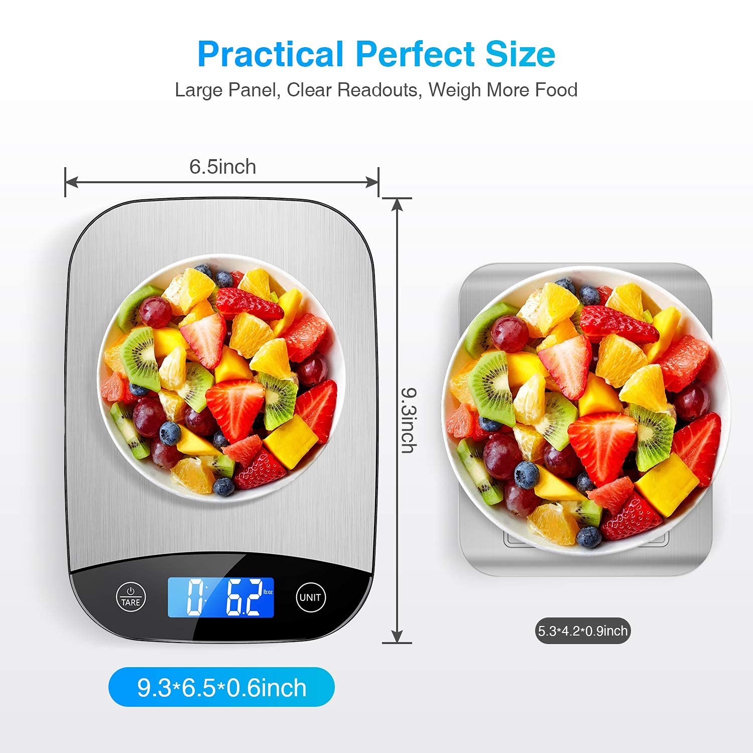 22 lb. Silver Professional Digital Kitchen Food Scale with 1g/0.1 oz Precise Graduation