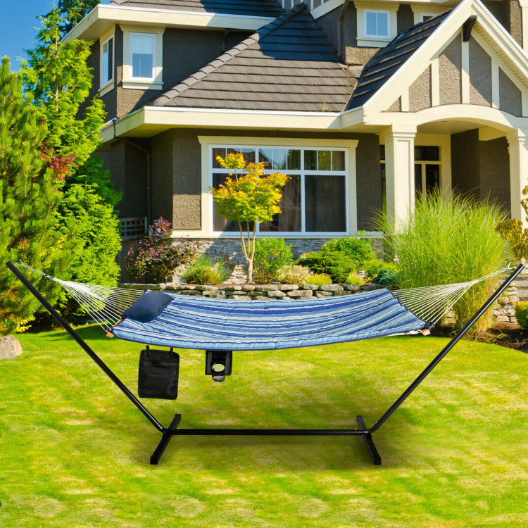 11.7 ft. Free Standing Hammock Bed with Stand in Blue