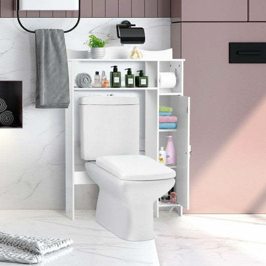 Wood Over the Toilet Bathroom Space Saver with Paper Holder and Shelf