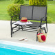 2-Person Steel Frame Patio Glider Rocking Metal Outdoor Bench in Gray