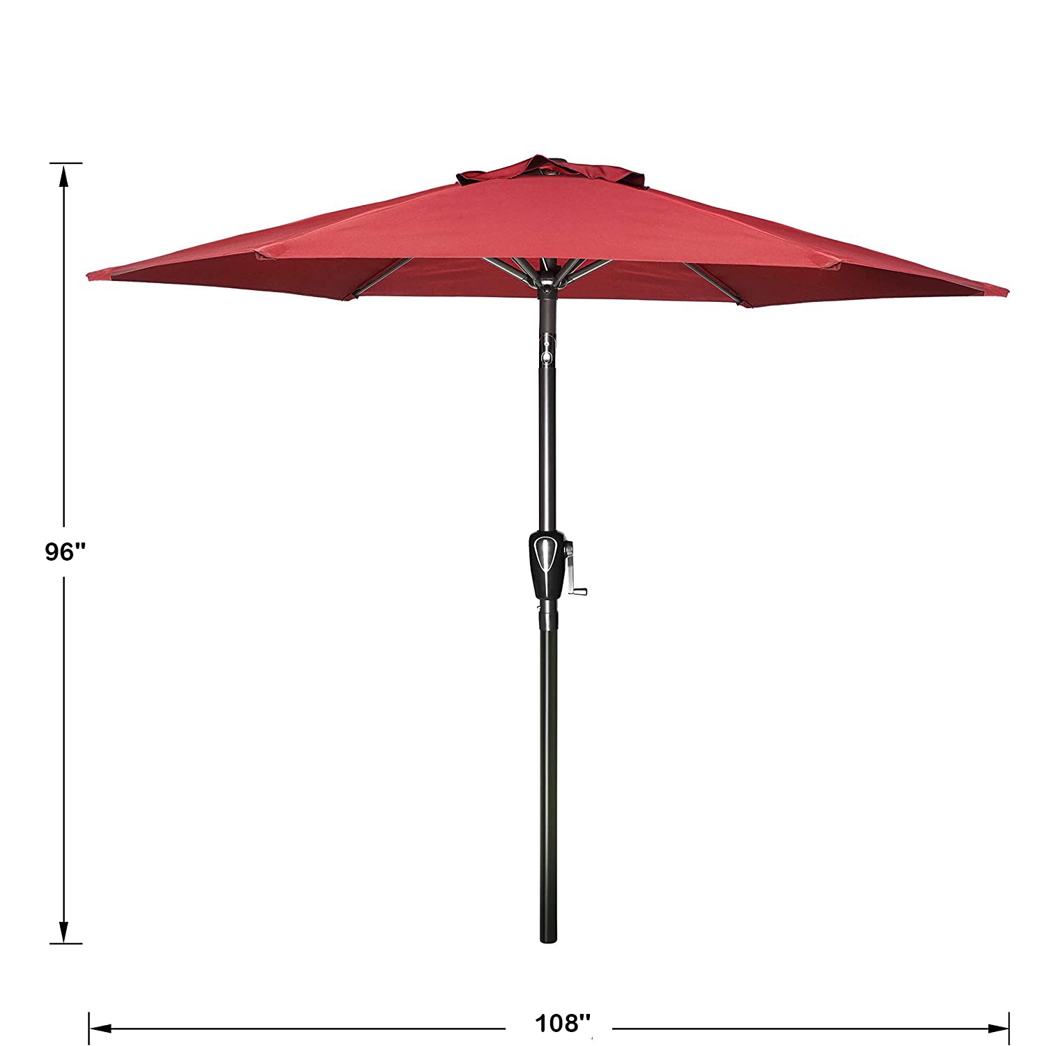 SUGIFT 9' Round Patio Umbrella Market Umbrella with Push Button Tilt-Red