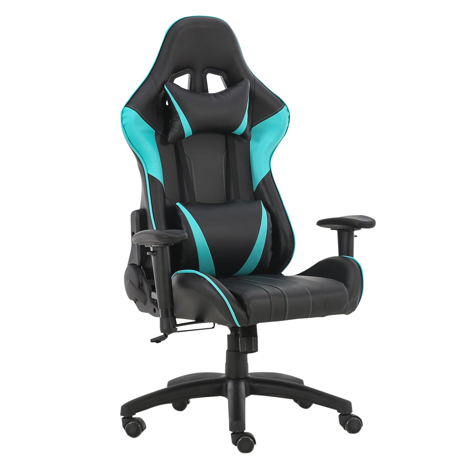 SUGIFT Game Chair, PU Office Swivel Chair, with Headrest and Lumbar Pillow, Light Blue