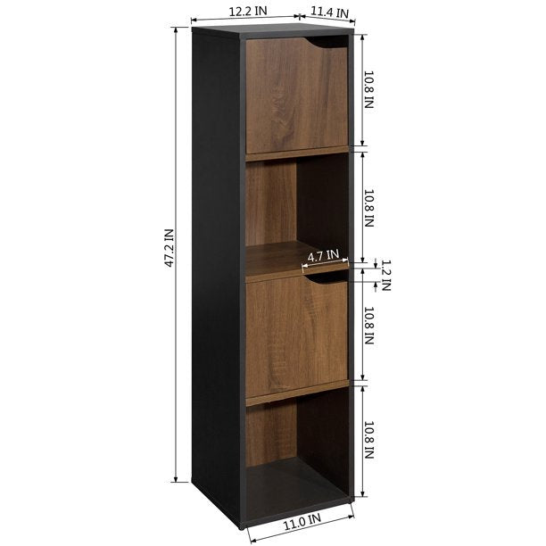 SUGIFT Storage Cabinet Cube Bookcase Bookshelf, Brown