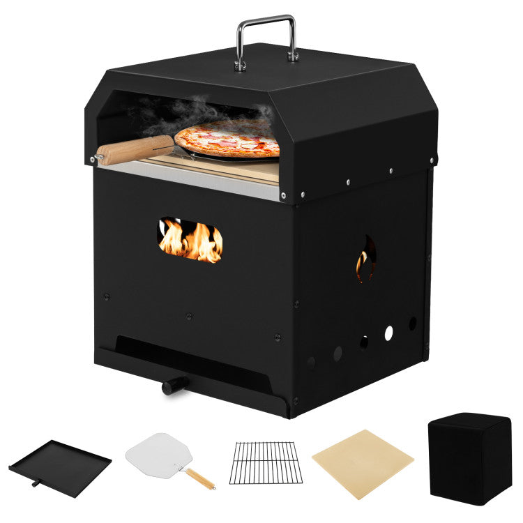 SUGIFT 4-in-1 Outdoor Portable Pizza Oven with 12 Inch Pizza Stone