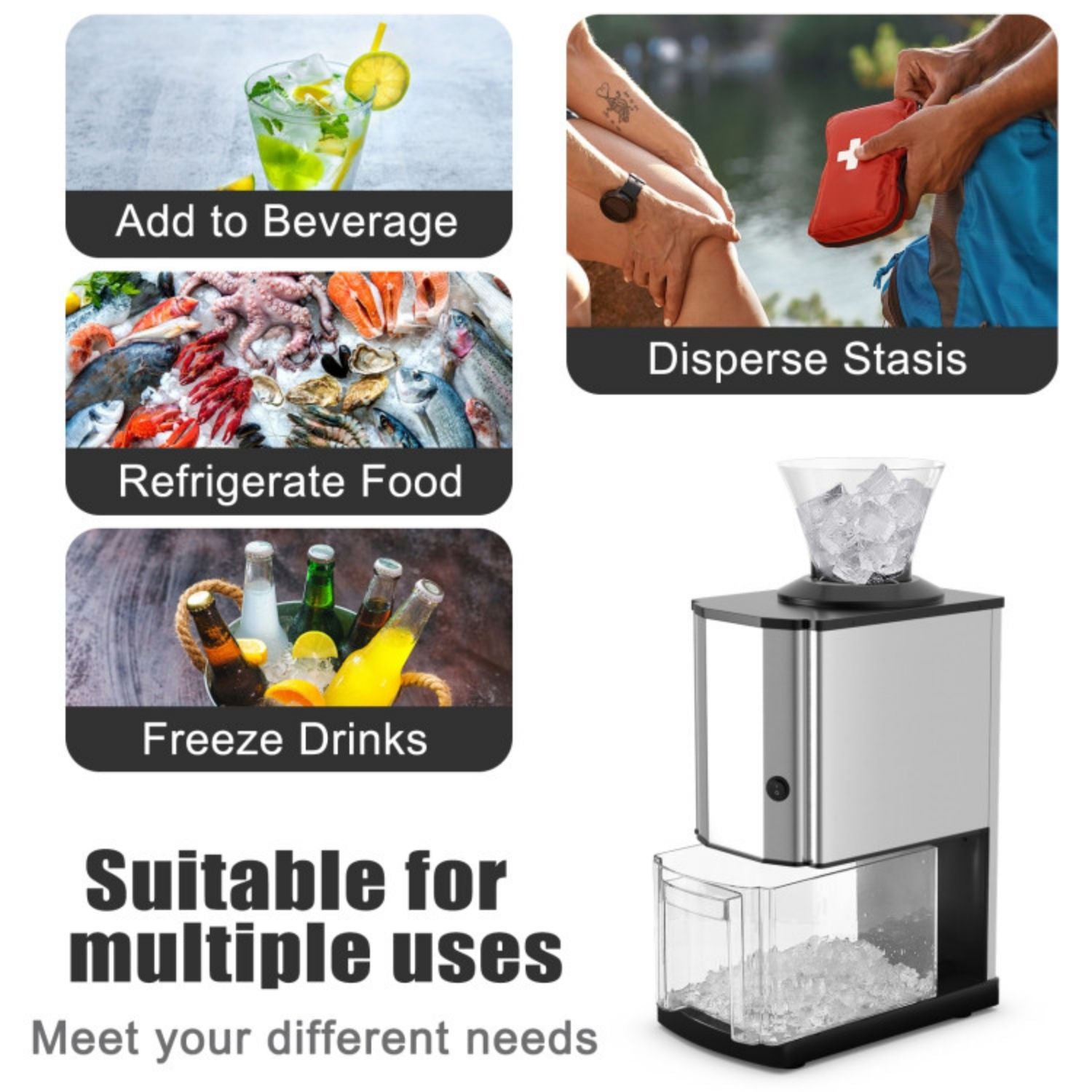 SUGIFT Electric Stainless Steel Professional Ice Crusher