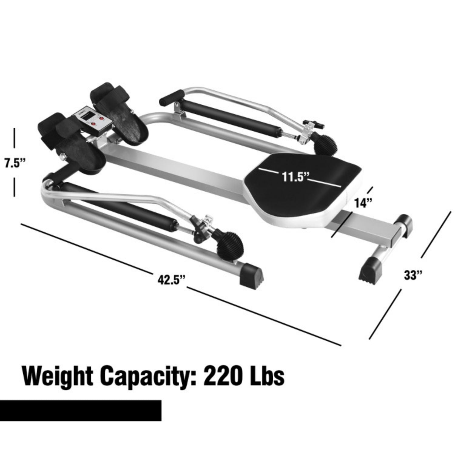 SUGIFT Exercise Adjustable Double Hydraulic Resistance Rowing Machine