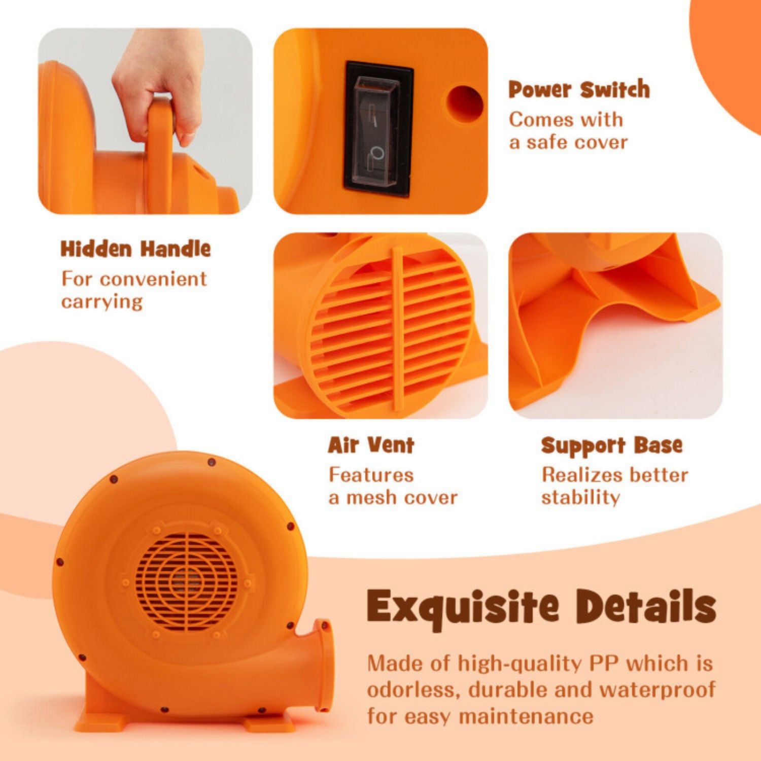 SUGIFT Air Blower for Inflatables with 25 feet Wire and GFCI Plug-0.5HP