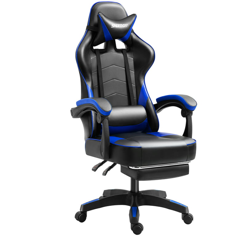 SUGIFT Ergonomic Swivel Gaming Chair, Blue and Black